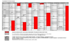 calendrier annuel des événements en anglais proposés par By The Way