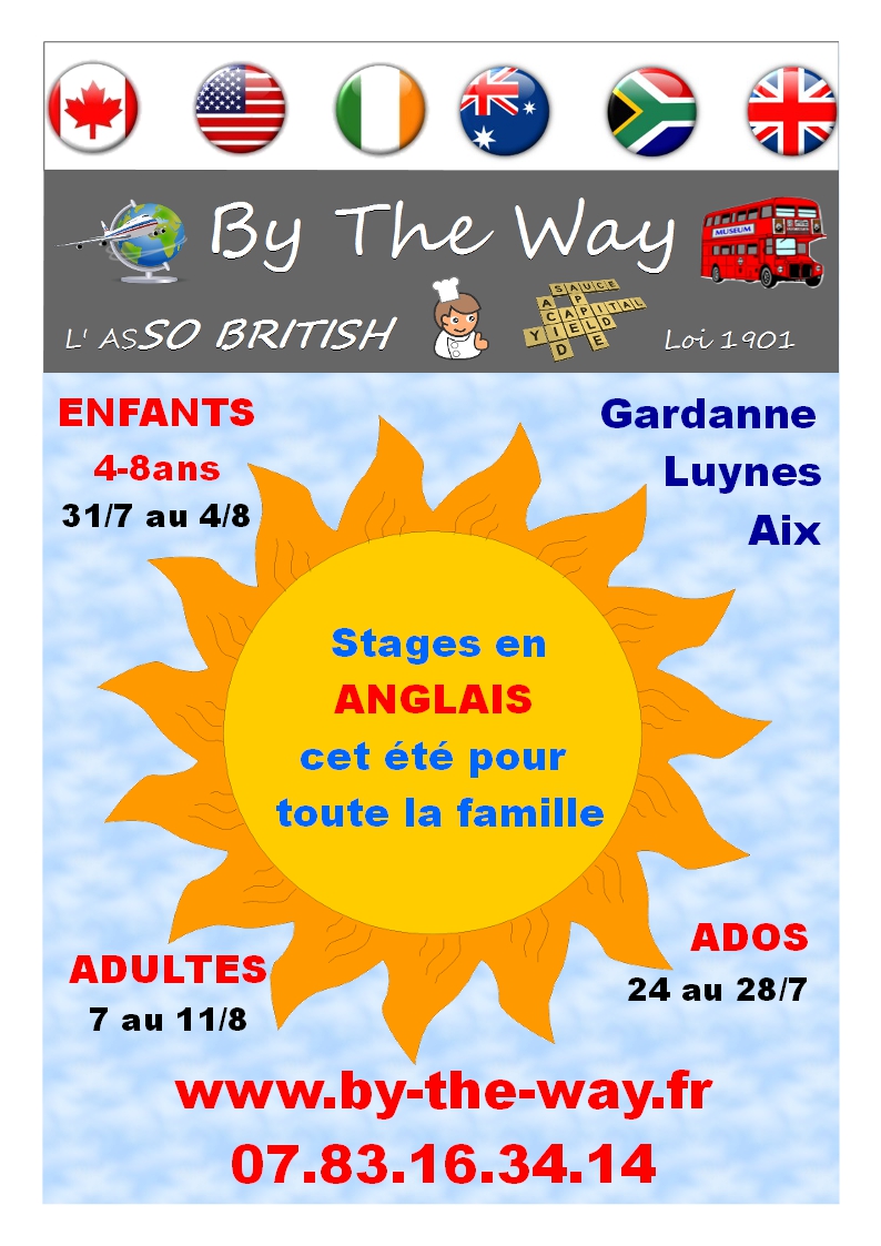 Stages en anglais pour toute la famille sur aix luynes et gardanne cet été